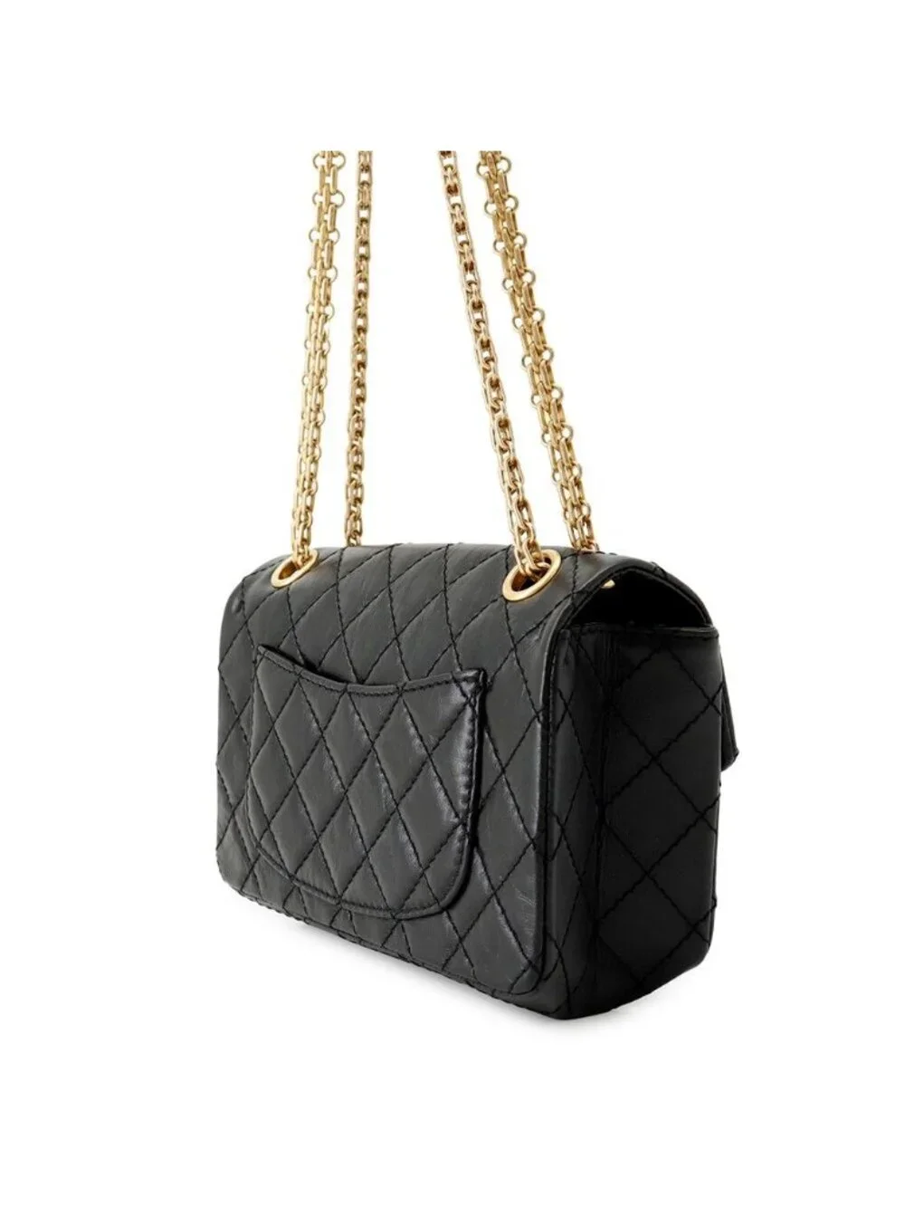 Chanel Chain Shoulder Bag Quilted 2.55 Mini Aged Calfskin Black